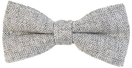 DonDon herrfluga 12 x 6 cm fiskbensmönster knuten och steglöst justerbar i bomull i tweed-stil ljusgrå