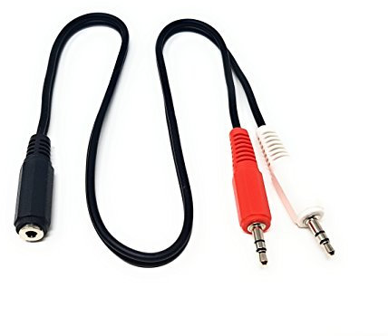 MainCore 50cm long Twin 2 x 3.5mm Jack Plugs to 3.5mm Single Jack Socket Audio Aux Cable Adapter Extender Extension Cord Lead (Available 0.5m, 1.8m, 3m, 5m) (0.5m)