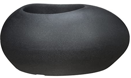 Scheurich Flow 48, Pflanzgefäß/Blumentopf/Pflanzkübel, kieselförmig, Farbe: Stony Black, hergestellt mit recyceltem Kunststoff, 10 Jahre Garantie, für den Außenbereich