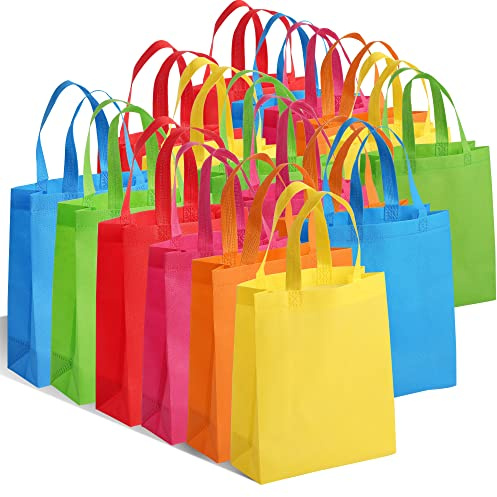 30 Paquets Sacs de Fête avec Poignées Sac à Jouets en Tissu Non Tissé pour Cadeau de Naissance, Anniversaire, Fête, Halloween, Noël