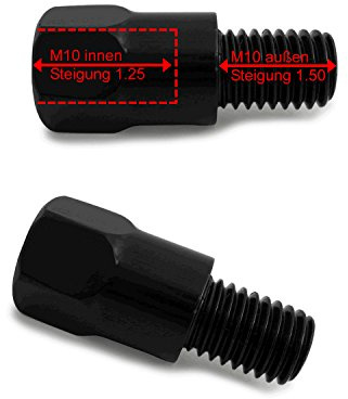 Area1 M10 x 1,25 auf M10 x 1,50 Gewindeadapter Motorradspiegel Adapter (2 Stück) Kompatibel mit BMW R nineT R1250 R1200 K1300 K1200 F900 F750 F850 F700GS F800 G310 C400 S1000 G650 F650 K1200 K1300R