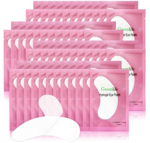 GreenLife 400 Pairs 100% Natural Eyelash Extension Under Eye Gel Pads patches kit Collagen Aloe Vera Hydrogel Eye Patches Eyelash Extension Supplies Tools, Lash Extension Supplies (100 200 400 Pairs)