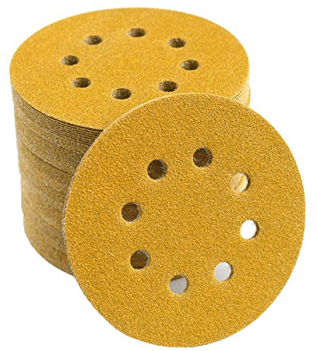 Aiyard 5-Inch 8-Hole Hook and Loop Sanding Discs 80-Grit Random Orbit Sandpaper, 100-Pack