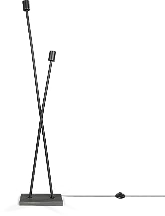 Paco Home Tischlampe Stehlampe Vintage E27 Wohnzimmerlampe Industriell Design Modern LED Lampe Retro Schlafzimmer Holz, Lampenart:Stehleuchte, Farbe:Schwarz