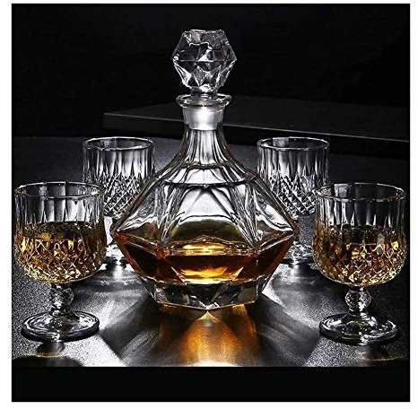Conjunto de decantores Wine Decanter Crystal Whiskey Decanter and Glasses Set 100% plomo libre vidrio Wine decanter 800ml único elegante perfectamente regalo caja de regalo 7 piezas Decantador de Wine