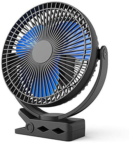 Ventilador de clip recargable de 8 pulgadas de 10000 mAh, ventilador USB de 4 velocidades, abrazadera resistente portátil para cámper al aire libre, carrito de golf o cinta de correr de gimnasio