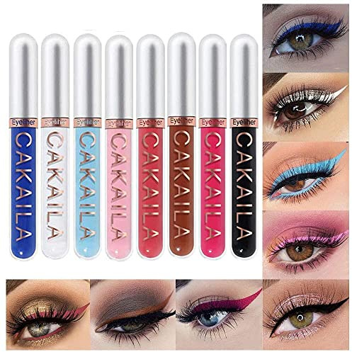 8 colori Liquid Glitter Eyeliner Set, Gel liquido opaco facile da applicare impermeabile a lunga durata, Eyeliner colorato Penna Occhi Trucco Matite ombretto a prova di sbavature # 02