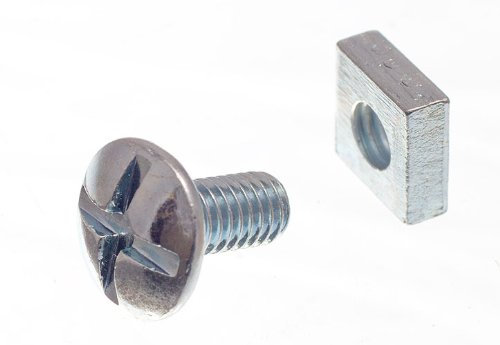 One Stop DIY Dachschrauben und Vierkantmuttern, ZP, verzinkt, M6 x 12, 10 Stück