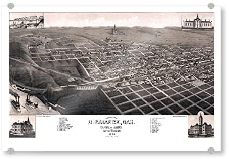 artboxONE Acrylglasbild 120x80 cm Kartografie Map of Bismarck - North Dakota - Bild Karte antik flach