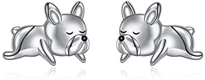 VONALA Französische Bulldogge Ohrringe, 925 Sterling Silber Tier Ohrstecker Schmuck für Damen Mädchen