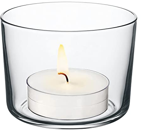 Konzept 11 Teelichtgläser 6er Set, Teelichthalter ideal als Hochzeitsdeko, groß und transparent 7,2 x 5,8 x 8,2 cm. Teelicht und Kerzen Glas für Wohnzimmer