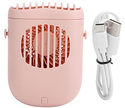 1200 MAh Rosa Halsventilator,Mini-Handventilator, 4.3 X 3.3 X 1.7 Zoll Handventilator, 3 Geschwindigkeits-Windanpassungs-Personenventilator, USB-Kühlventilator Mit Batterie, Tragbarer Tragbarer Venti