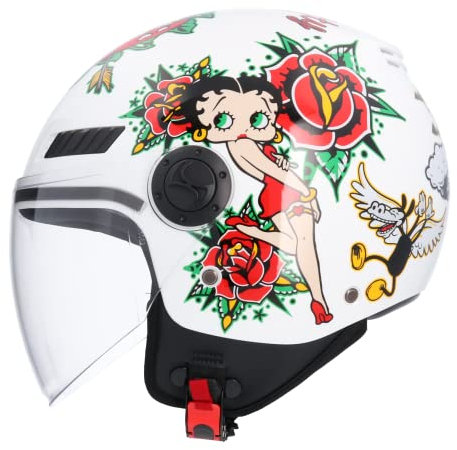 Casco Moto Jet ECE Omologato La Betty Bianco Taglia S (55/56) Casco Donna