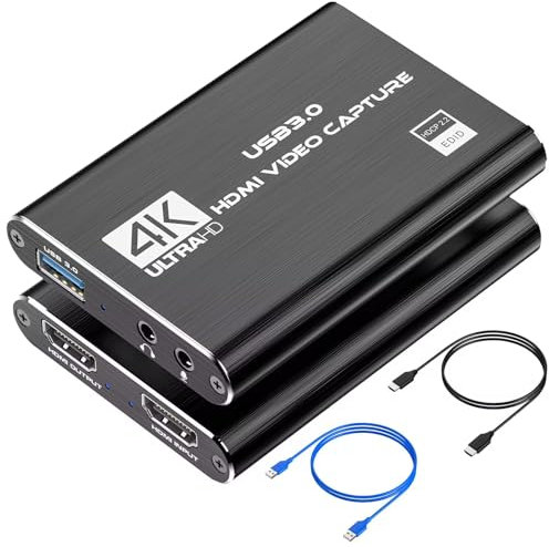 Capture Card Nintendo Switch, 4K HDMI Video Capture Card, Game Capture Card, 1080P 60FPS Video Capture Device, HDMI to USB 3.0 Capture Card for Streaming, Work with Camera/Xbox/PS4/PS5/PC/OBS