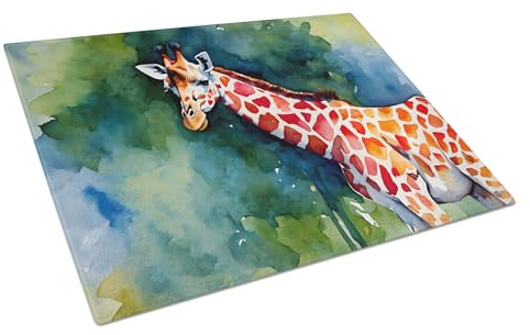 Caroline's Treasures DAC2913LCB Giraffe Glass Cutting Board Large Decorative Tempered Glass Kitchen Cutting and Serving Board Large Size Chopping Board