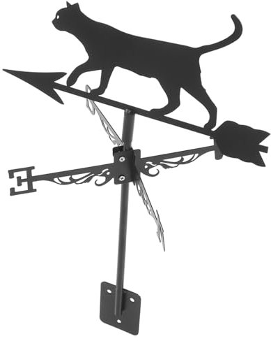 HAKIDZEL Edelstahl Wetterfahne Katze Windrichtungsanzeiger Für Garten Terrasse Outdoor Metall Gartendeko Bodenmontage