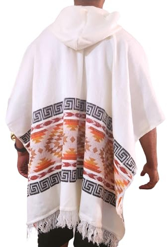 DAVLINA, Alpaca Wool Poncho Hooded - Lightweight, Breathable, Hypoallergenic and Non-Itchy. Warm and Soft Wool Poncho… (Standard, Off-white)