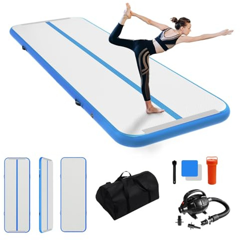 Aufblasbare Tumbling Matte,Air Matte Tumble Track Turnmatte Gymnastikmatte mit Luftpumpe für Zuhauseg/Taumel/Cheerleading/Wasser