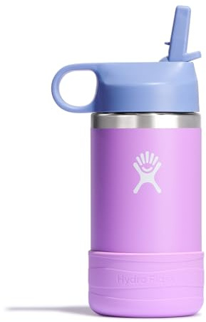 Hydro Flask Kids Water Bottle for School - Stainless Steel and Insulated with Straw Cap - 12 Oz in Anemone Purple