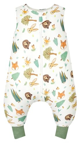 WYTbaby sovsäck med fötter 1,0 tog, 100 % bomull sovsäck med ben året runt babysovsäck för pojkar flickor 90 cm (barnhöjd 90–100 cm)