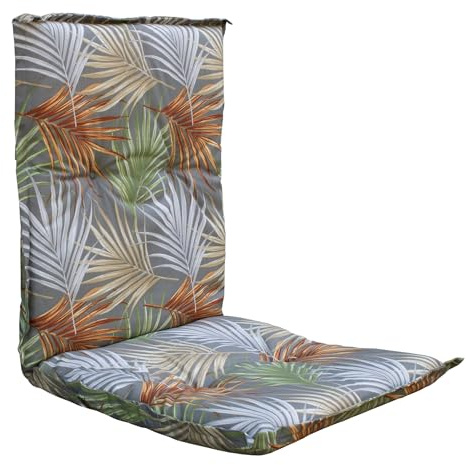 Spetebo Coussin universel pour fauteuil à dossier bas - 100 x 50 cm - Feuilles de palmier - Coussin pour chaise de jardin avec motifs graphiques - Avec rubans