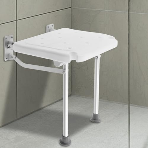 Duschsitz Klappbar Wandmontage, Klappsitz Dusche mit Rutschfesten Füßen, Badestuhl Duschhocker bis 100kg, Aluminiumlegierung Halterung, für ältere Menschen, Schwangere Frauen, behinderte Menschen, We