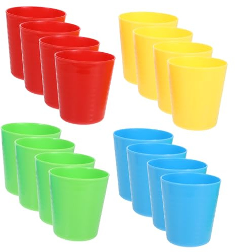 Toyvian 16pcs Colorful Plastic Cups 250ml ABS Juice Cups for Boys and Girls | Lightweight, Easy to Clean, Stain Resistant, Unbreakable for Dessert Shops and Restaurants
