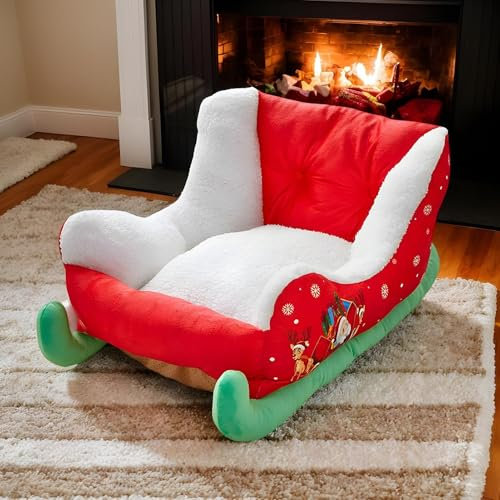 Ancsttu Weihnachts Schlitten Haustierbett, Einzigartiges Katzenbett Hundebett Weiches Und Bequemes Plüsch Hundesofa Katzensofa Tierbett Für Hunde, Welpen, Katzen Und Kätzchen