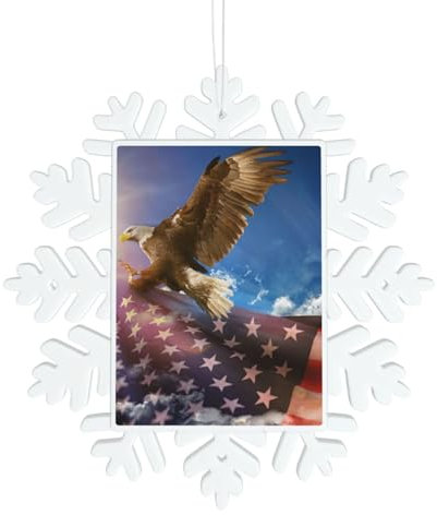 Amerikanische Usa Flagge Adler Kunst Schneeflocke Form Weihnachtsbaum Anhänger Weihnachtsschmuck Lanyards Home Anhänger für Dekoration