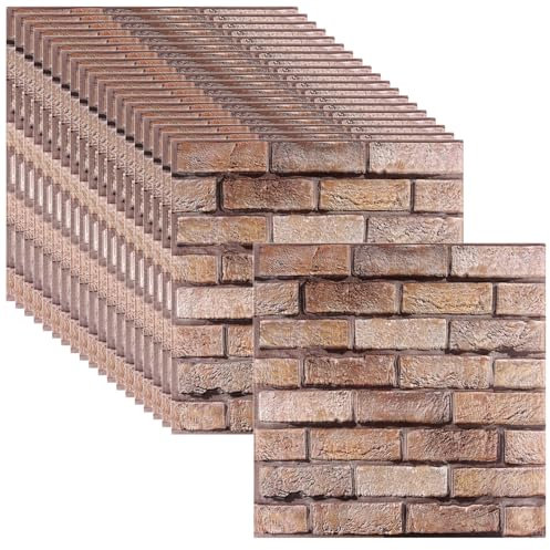 JIEHIN 20 paneles de pared 3D de 30 x 30 cm, autoadhesivos, ladrillo, aspecto de piedra, adhesivos de pared, aspecto de ladrillo, papel pintado 3D, aspecto de piedra, revestimiento de pared para
