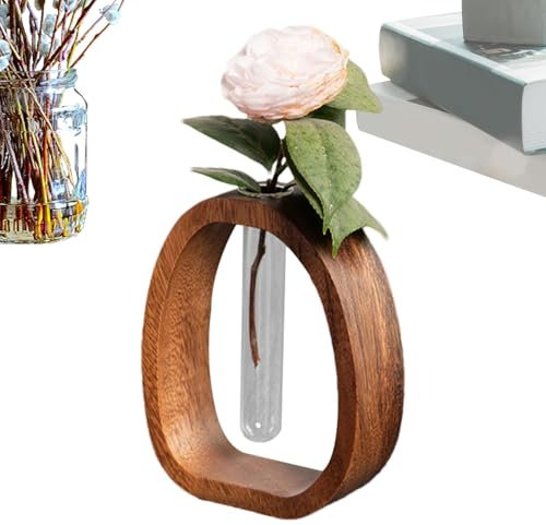 Reagenzglasvase - Holzvase | Vermehrungsvase aus Glas | Dekorative Glasvase aus Wasser Eleganz Glas | Glasvase | Glasvase | Kunströhrchen Vasen I