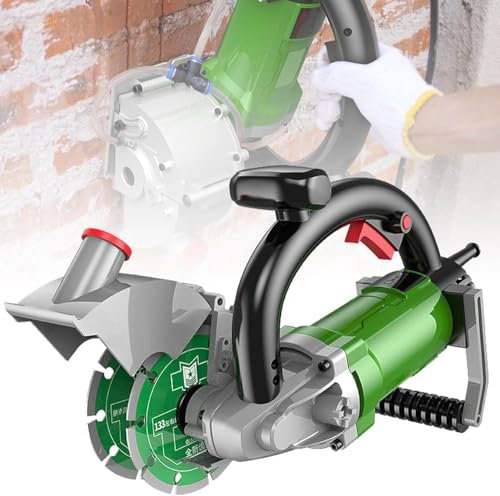 Máquina ranuradora eléctrica de doble hoja de sierra de 50 mm de ancho + 37 mm de profundidad, máquina ranuradora de ángulo recto con una sola mano sin polvo con accesorio de línea de agua + rodillo