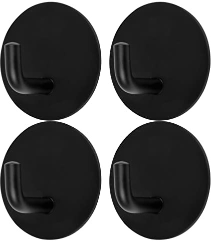 Handtuchhaken 4 Stück Haken Selbstklebend,Wandhaken Klebehaken Ohne Bohren aus Edelstahl, Schwarz Haken Selbstklebend,Türhaken,Wasserdicht Rostfrei Starker,Ideal für Badzimmer Toilette Küche Büro