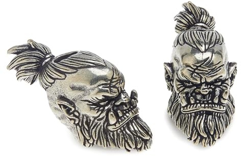 DICOSMETIC 2 Stück Ork Krieger Kopf Messer Lanyard Perlen Messing Paracord Perle EDC Bart Perlen Antik Silber Großlochperle Survival Männergeschenke Für Messer Lanyard Schlüsselanhänger Armband