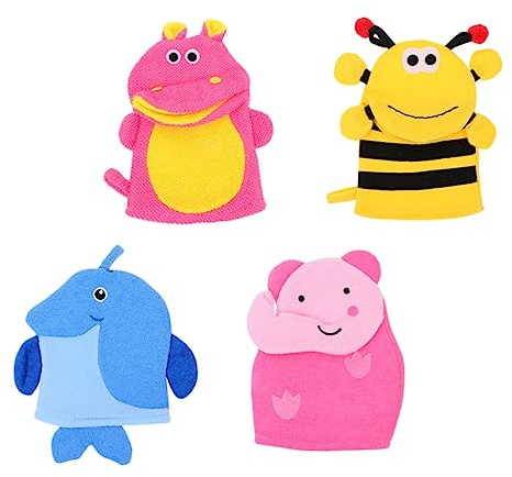 FOMIYES 4 Pièces Manchons De Bain Exfoliants Pour Garçon Fille Motifs Dessins Animés Lot De Manchons De Bain Style Mixte