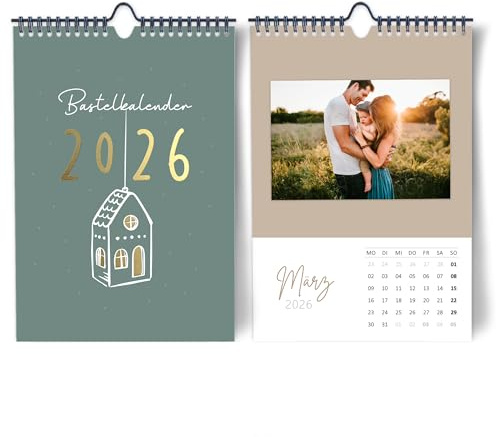 Fotokalender 2026 zum Selbstgestalten I EDEL MIT GOLD I Bastelkalender 2026, DIN A4 I DIY Kalender Fotos I Geschenk für Freunde, Eltern, Großeltern