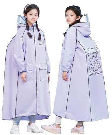 Générique Vêtements de Pluie pour Jeunes Filles imperméables à Capuche conçus pour Le Quotidien et Les activités extérieures adaptés aux Aventures de Printemps et d'été (Light Purple, 14-16 Years)