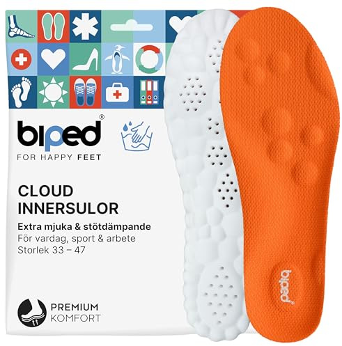 biped Cloud extra mjuka innersulor för vardag, sport och arbetsskor – Ortopediska stötdämpande skoinlägg med hälkudde – Massage skuminnersulor z2938(orange,36-38)