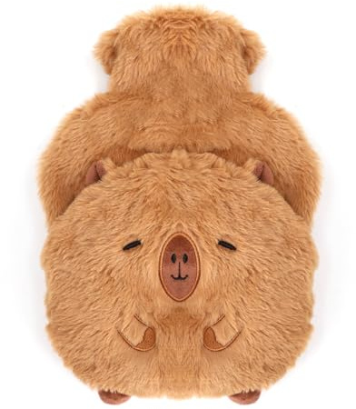 Wärmflasche Mit Bezug 1L, Verdickte Plüsch Flauschige Capybara Tier für Kinder, Sicher Explosionsgeschützt Auslaufsicher, Zur Reinigung Abnehmbar, Hot Water Bottle Geschenke