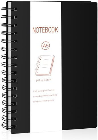 ojussa Notebook A5,Spiral Notepad,Wirebound Spiral Notebooks,PVC Cover 240Pages /120 Sheets,Lined Journal for Office Use School Learning Writing 14.3 * 21.3cm