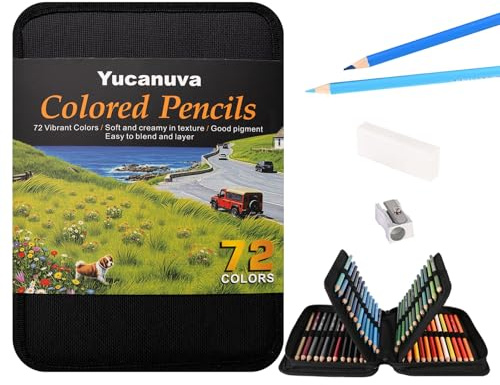 Yucanuva 72 Buntstifte Set,Buntstifte für Erwachsene | Anfänger und Künstler,Zeichenstifte Professionell Set im Zipper-Etui, Ideal zum Skizzieren, Schattieren und Malen