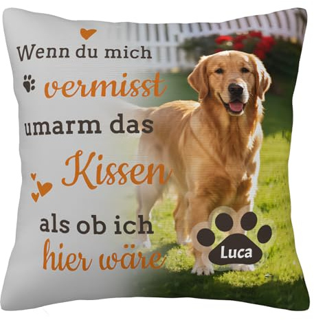 SunHurry Personalisiertes Gedenkkissen für Hunde, Trauerkissen mit Foto, Erinnerungsgeschenk für Haustiere