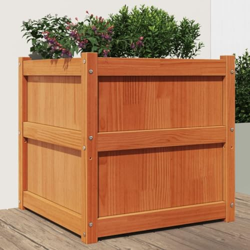 Mimdixy Jardinière avec Treillis, Jardinière Cire Marron 60x60x60 cm Bois de pin Massif Jardiniere Treillis pour Jardin, Plante, Cour Arrière, Balcon