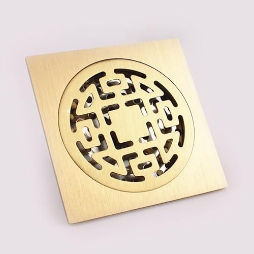 Generico Scarico Doccia a Pavimento 1 pz Drain da Cucina e Bagno Doccia Scarico Oro 10 * 10cm Quadrata(A)