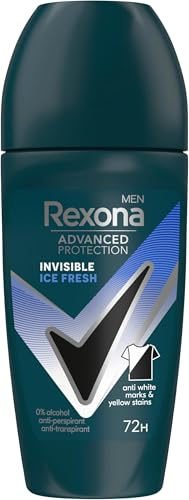 Rexona Men Advanced Protection Desodorante antitranspirante Roll-On, Hombre, Invisible Ice 72 horas con tecnología Body Heat Activated, 50 ml (Paquete de 5)