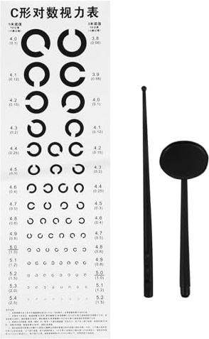 YOSADIER Sehtesttafel mit Landolt Ringen und Snellen Chart PVC Sehtafel für Sehschärfetest bei Erwachsenen und Kindern für Schule und Zuhause mit Handpointer Zufälliger Stil