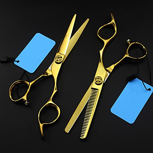 IOCCIOBB Hair Cutting Shears 6 Inch 440c Gold Hair Scissors Set Cutting Barber Haircut Scissor Thinning Shears Hairdressing Scissors