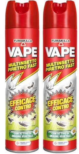 Vape Multinsetto Piretro Fast Spray Insetticida, Tripla Azione, Attivo Vegetale, 400 ml, per Ambienti Domestici (2)