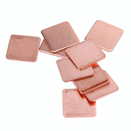 Domybest Lot de 10 dissipateurs thermiques, cales en cuivre pour ordinateur portable, 15 x 15 mm, 0,3 mm à 2 mm