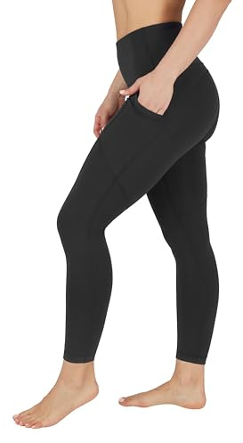 90 Degree By Reflex Power Flex Yoga Pants - High Waist Squat Proof Ankle Leggings With Pockets for Women - Black - Medium